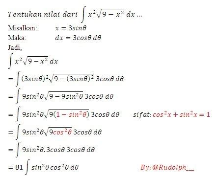 Soal Dan Pembahasan Integral Metode Substitusi Trigonometri