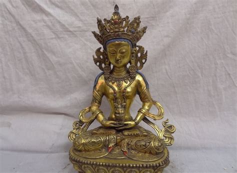 USPS To USA S1519 15 Chinese Bronze Gild Buddhism Kwan Yin Tara Joss