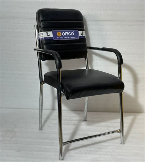 Metal Seater Black Office Visitor Chair With Armrest At Rs In