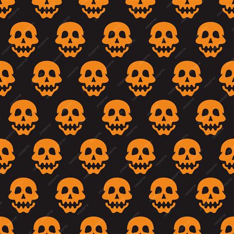 Premium Vector Seamless Pattern Orange Skull Background