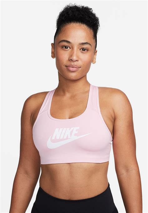 W Nk Df Swsh Cb Futura Gx Bra Med Soft Pink White Nike Sports Bras