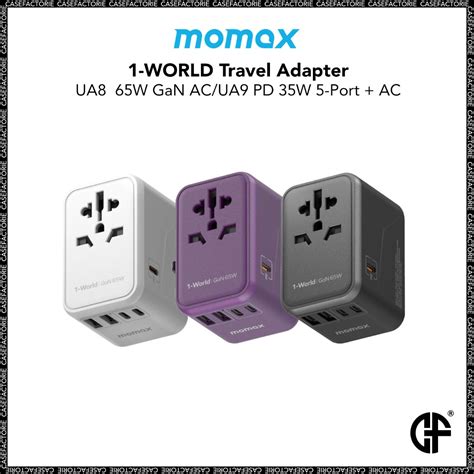 Momax UA8 65W GaN AC UA9 PD 35W 5 Port AC 1 WORLD Travel Adapter