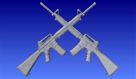 Crossed M16 Or Ar 15 Rifles Vector Relief Model Cncvectorart