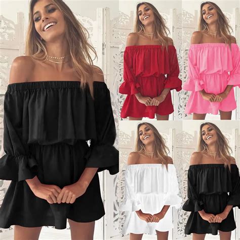 Women Summer Off Shoulder Sexy Shirts Beach Party Cocktail Evening Blouses In Blouses And Shirts