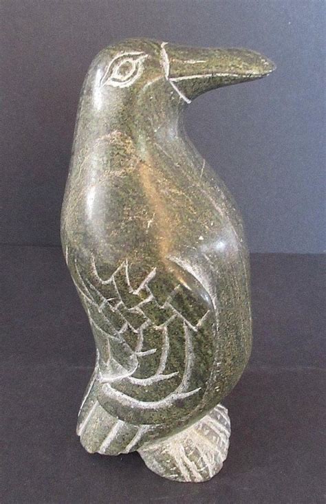 Vintage Inuit Art Carved Stone Penguin Sculpture Large Native