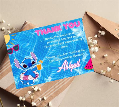 Lilo And Stitch Pool Party Birthday Invitationstitch Summer Etsy