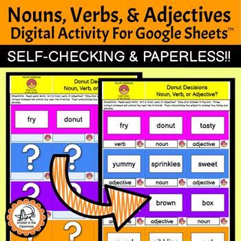 Self Checking Noun Verb Or Adjective Digital Activity For Google Slides