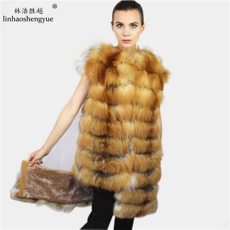 Aliexpress Buy Linhaoshengyue Fashion Women Cm Real Red Fox Fur