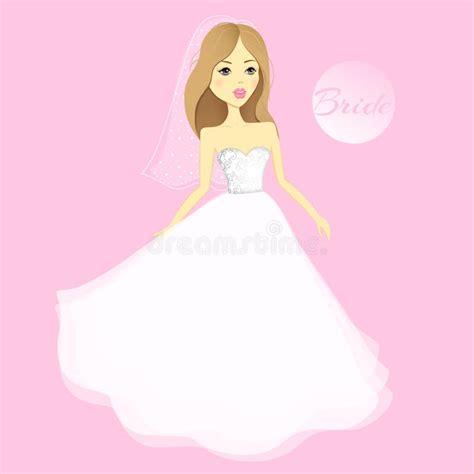 Beautiful Girl In A Wedding Dress Vector Cartoon Bride Stock Vector