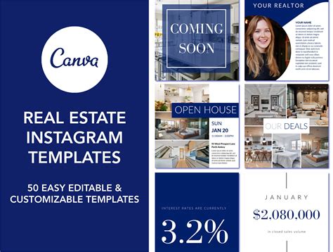 50 Real Estate Social Media Templates Real Estate Marketing Blue