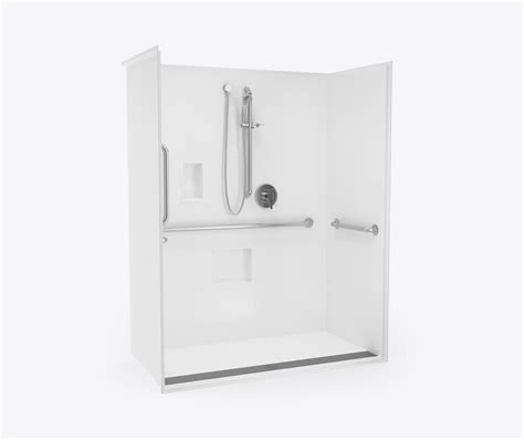 Xst Tr Col Acrylx Alcove One Piece Shower In White With Trench