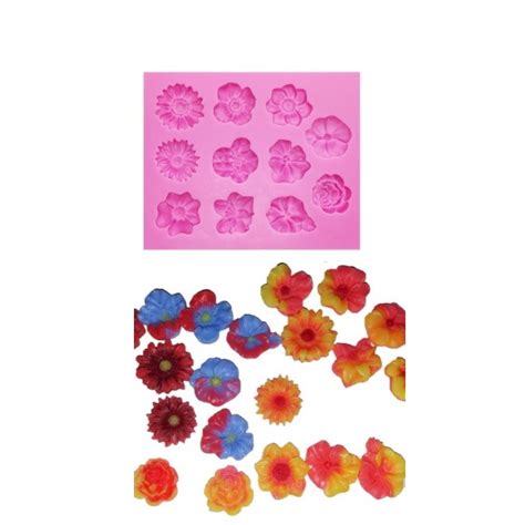 Molde De Silicone Kit Mini Flores Diversas Elo