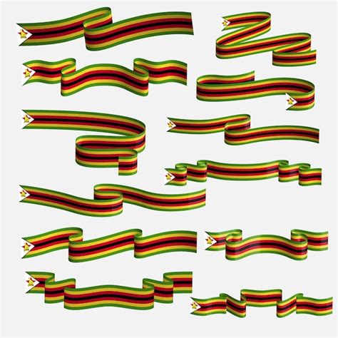 Premium Vector Zimbabwe Flag Ribbon Banner Vector Set