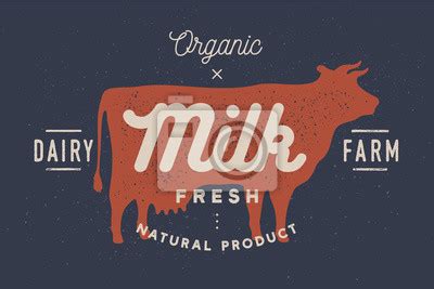 Milk Cow Logo With Cow Silhouette Text Milk Dairy Farm Posters For