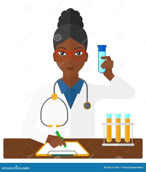 Laboratory Assistant Working Stock Vector Illustration Of Cartoon African 65212144