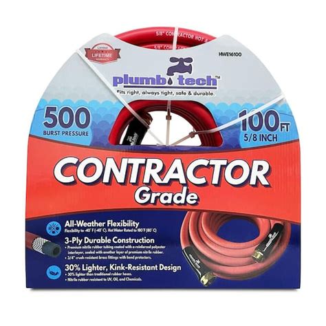 Plumb Tech Fits Right Always Tight Safe Durable 5 8 In Dia X 100 Ft Hot Cold Water Hose