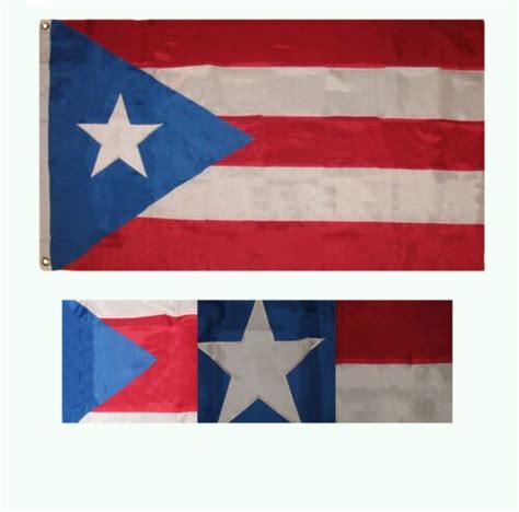 3x5 Embroidered Sewn Historic Light Blue Puerto Rico 300d Nylon Flag 3 X5 Ebay