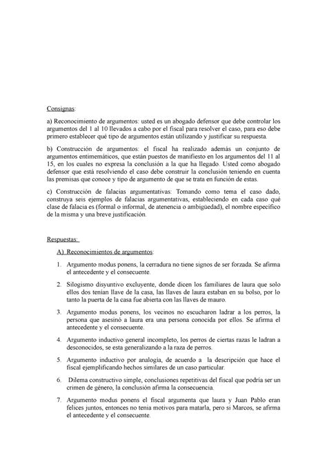 Trabajo práctico N1 taj Consignas a Reconocimiento de argumentos