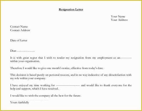 Resignation Letter Excel