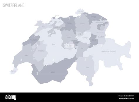 Schweizer Politische Karte Der Verwaltungsabteilungen Kantone Graue