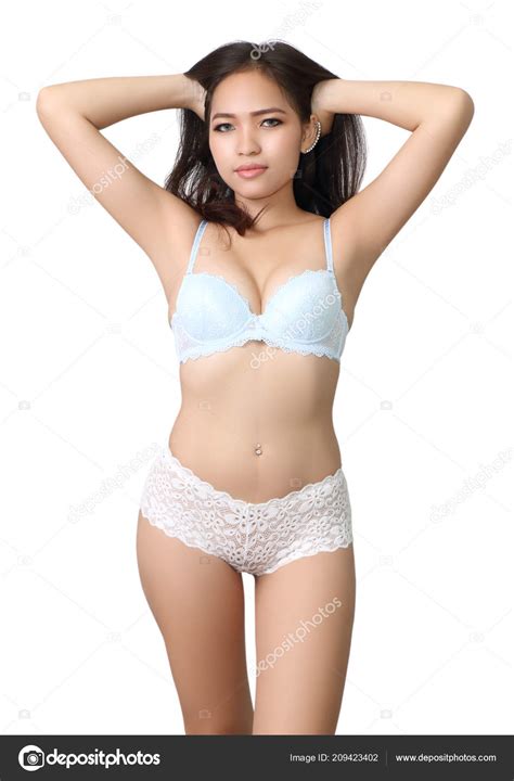 Sexy Asian Woman Bikini White Background Stock Photo By Pongam 209423402