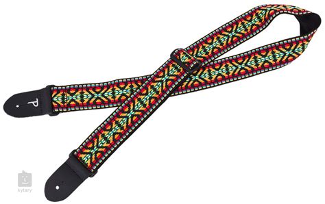 PERRI S LEATHERS 6725 Jacquard Red Yellow Blue Hootenanny Sangle De Guitare