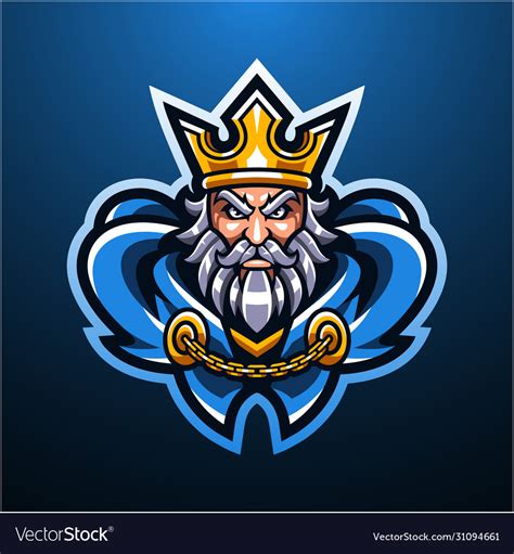 Royal king head mascot logo Royalty Free Vector Image