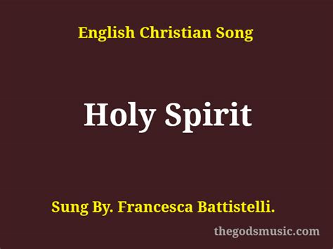 Holy Spirit Song Lyrics