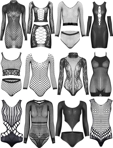Amazon Geyoga Pieces Women S Fishnet Lingerie Mesh Babydoll Bodysuit Lace Smock Lingerie