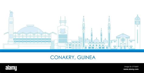 Outline Skyline panorama of city of Conakry, Guinea - vector ...