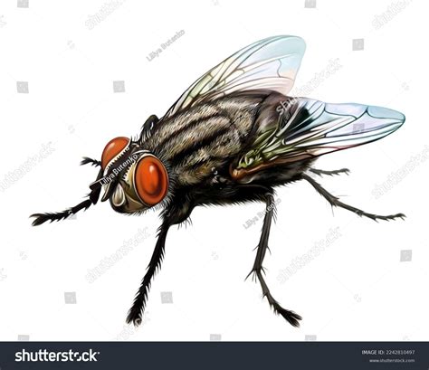 Fly Musca Domestica Order Diptera Realistic Stock Illustration