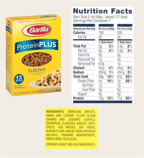 Barilla Pasta Nutrition Label Labels Ideas 2019