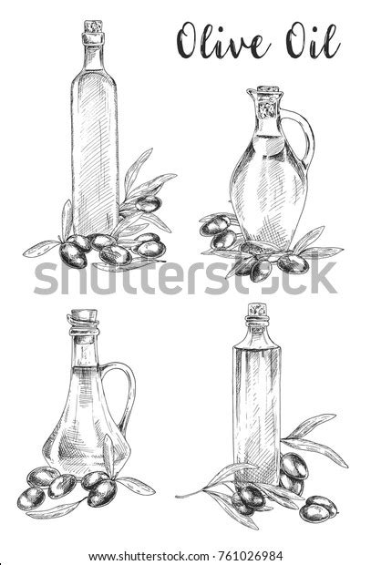 Set Isolated Sketches Glass Bottle Oil Stock Vector Royalty Free 761026984 Shutterstock