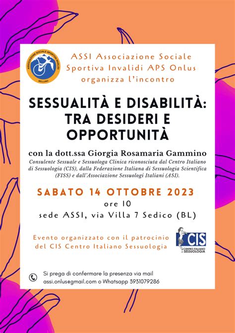 Sessualit E Disabilit Sabato Ottobre Il Convegno Assi Comitato