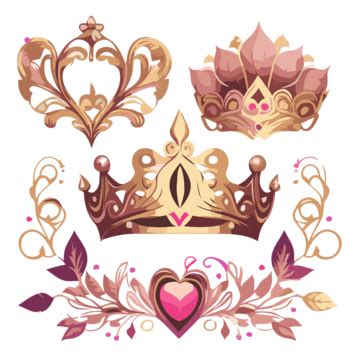 Quinceanera Crowns Vector Sticker Clipart Gold Princess Crown And