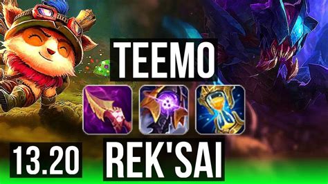 TEEMO Vs REK SAI JNG Rank 1 Teemo 3 0M Mastery 8 1 7 1500 Games