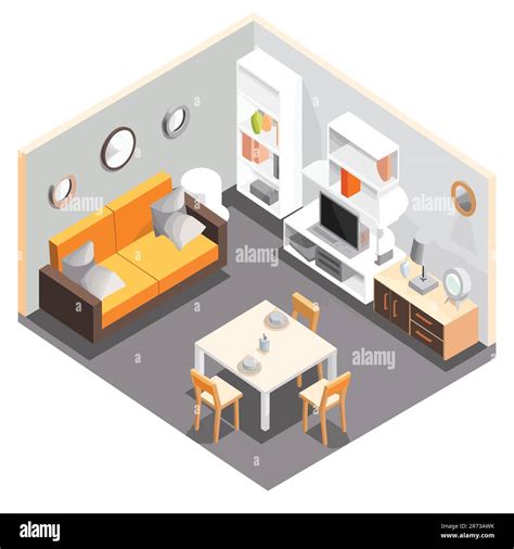 Living Room Isometric Vector Illustration Stock Vector Image Art Alamy