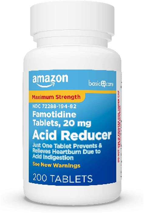 Amazon Basic Care Maximum Strength Famotidine Tablets 20mg 200 Count