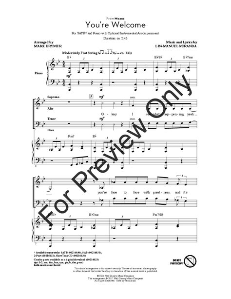 You're Welcome (SATB ) by Lin-Manuel Miranda | J.W. Pepper Sheet Music