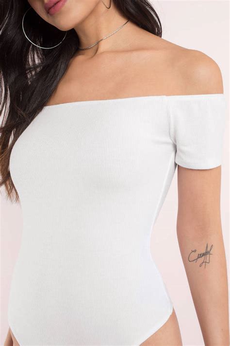 Cute White Bodysuit Off Shoulder Bodysuit White Bodysuit 19 Tobi Us