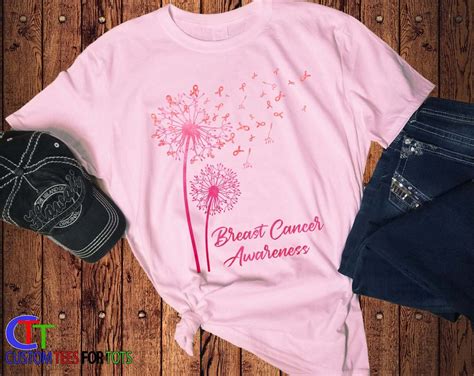 Breast Cancer Awareness Shirt Dandelion Pink Ribbon T Shirt Etsy