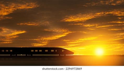 High Speed Train Silhouette Motion Sunset Stock Photo 2288031391 ...