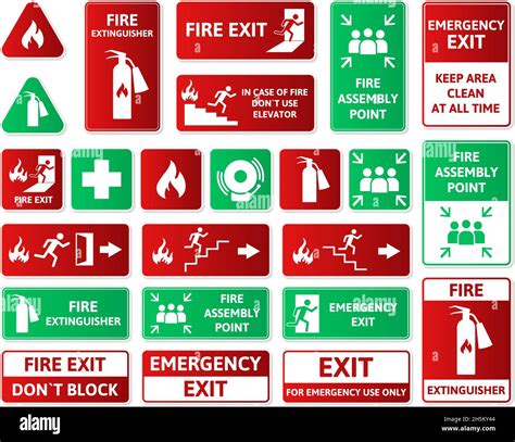 Fire Safety Emergency Signs First Aid Assembly Point And Exit