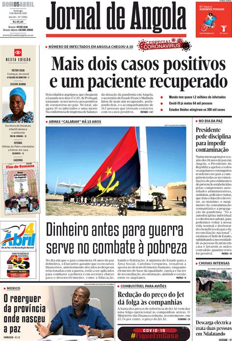 Capa Jornal De Angola De 2020 04 05