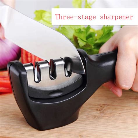 3 Stages Type Quick Sharpening Tool Knife Sharpener Handheld Multi Function With Non Slip Base