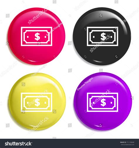 Dollar Bill Multi Color Glossy Badge Icon Set Royalty Free Stock