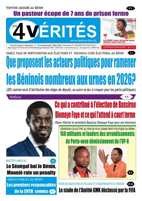 les 4 vérités du mercredi 27 mars 2024 Les 4 VERITES