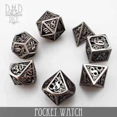 Pocket Watch Hollow Metal Dice Set Stuks De Spellenhoorn