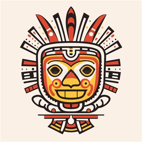 Aztec Face Mask Vector Illustration Ancient Mayan Mask Stock Vector Illustration Of