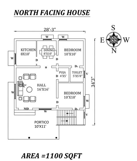 Amazing 54 North Facing House Plans As Per Vastu Shastra Civilengi